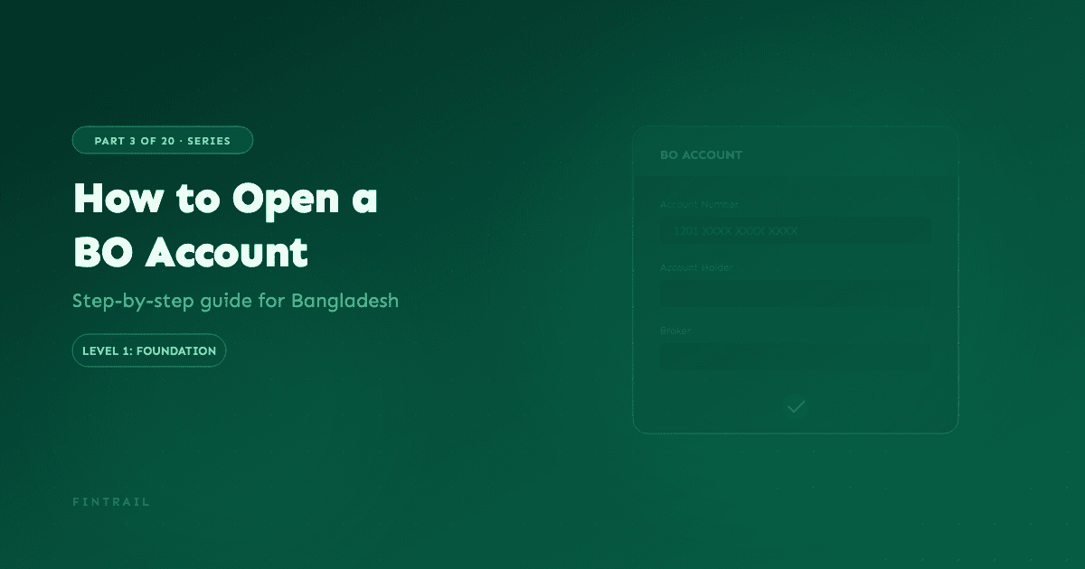 BO account card illustration showing the steps to open a Beneficiary Owner account in Bangladesh