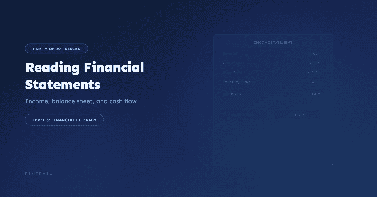 Financial statement documents showing income statement, balance sheet, and cash flow layouts